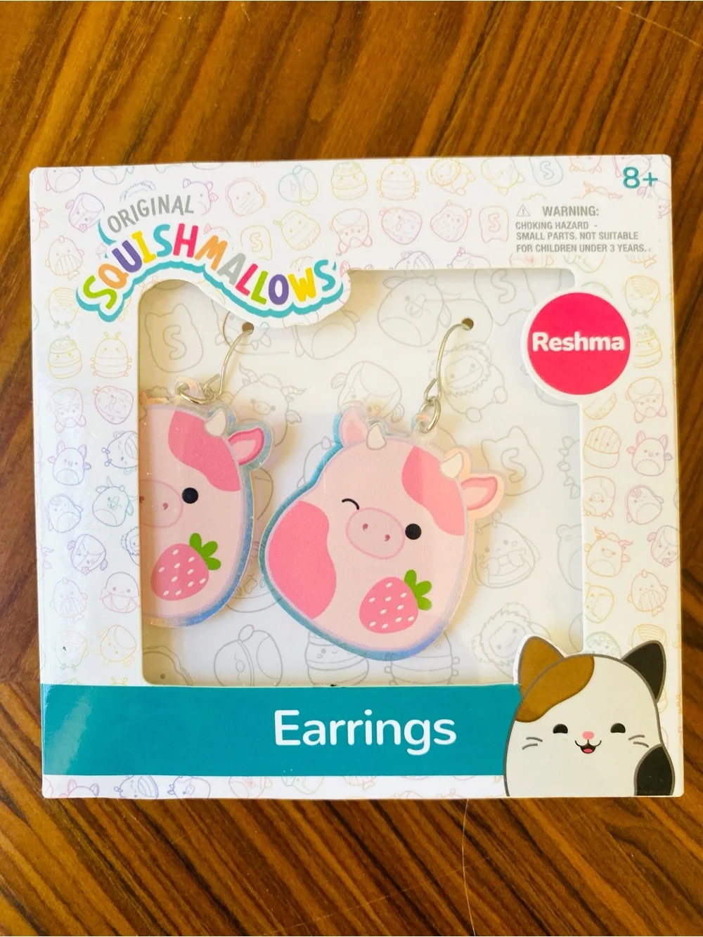 Pink Strawberry Pig Squishmallows Kids Earrings New